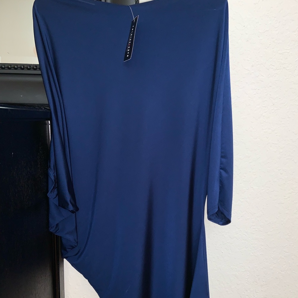Fashion Nova asymmetrical blue shirt